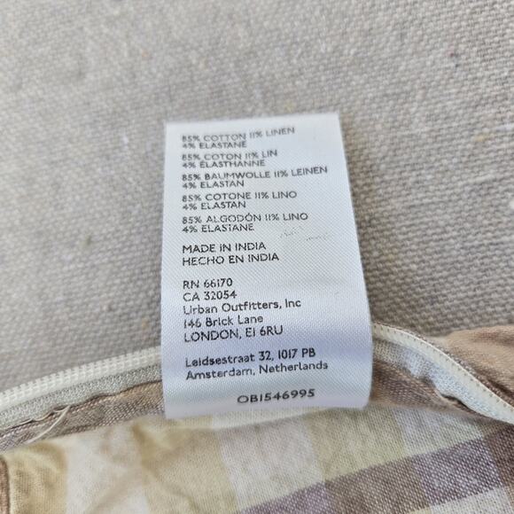 Free People The Way You Move Natural Plaid Linen Pants Edgy 70s Boho Size 12 - Picture 12 of 12